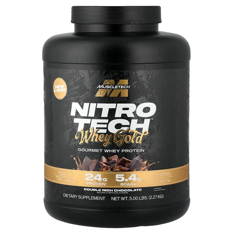 MuscleTech, Nitro-Tech™ Whey Gold, Gourmet Whey Protein 5 lbs (2.27 kg) - MuscleTech 2270g whey protein